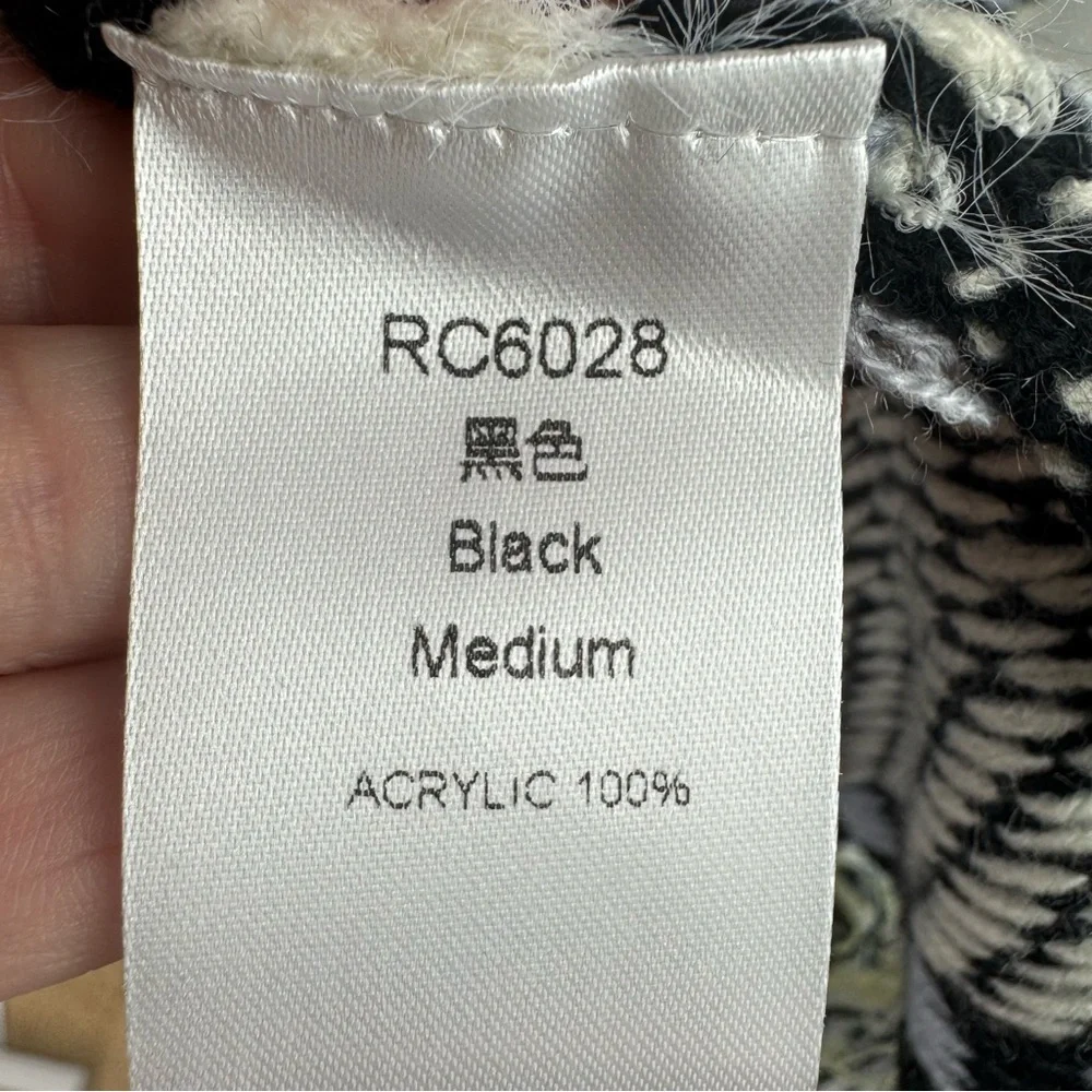 Chic Black and Cream Women's Long Cardigan Visually Soft Material Medium